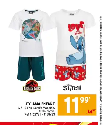 Trafic Pyjama enfant offre