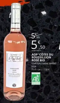 E.Leclerc AOP CÔTES DU ROUSSILLON ROSÉ BIO offre