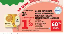 Auchan MAGNUM Glace bâtonnet surgelé double sunlover chocolat blanc mangue coco offre