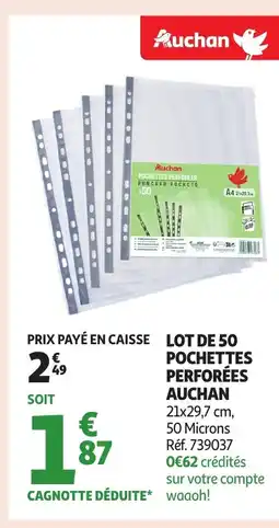 Auchan AUCHAN Lot de 50 pochettes perforées offre