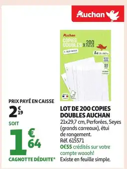 Auchan AUCHAN Lot de 200 copies doubles offre
