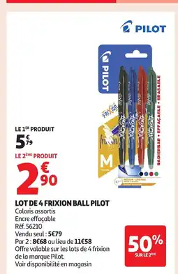 Auchan PILOT Lot de 4 frixion ball offre