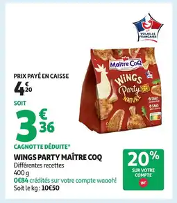 Auchan MAÎTRE COQ Wings party offre