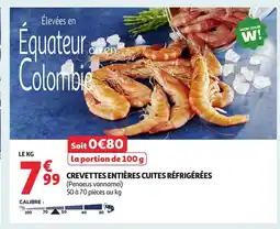 Auchan Crevettes entières cuites réfrigérées offre