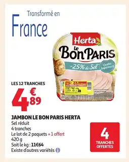 Auchan HERTA Jambon le bon paris offre