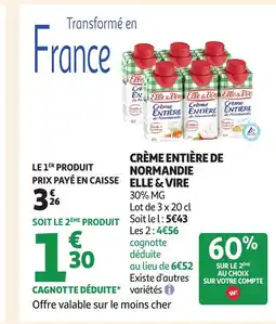 Auchan ELLE & VIRE Crème entière de normandie offre