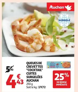 Auchan AUCHAN Queues de crevettes cocktail cuites surgelées offre