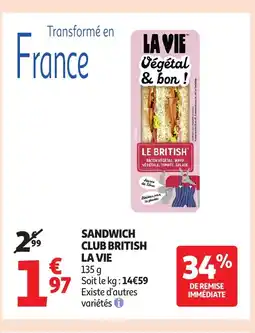 Auchan LA VIE Sandwich club british offre