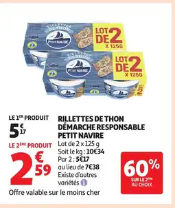 Auchan PETIT NAVIRE Rillettes de thon démarche responsable offre