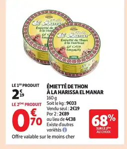 Auchan EL MANAR Émietté de thon à la harissa offre