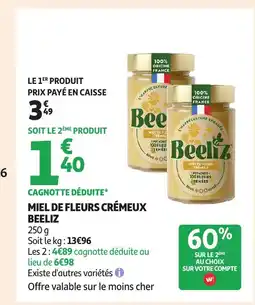 Auchan BEELIZ Miel de fleurs crémeux offre
