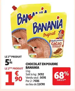 Auchan BANANIA Chocolat en poudre offre