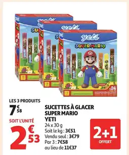 Auchan YETI Sucettes à glacer glacer mario offre
