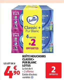 Auchan LOTUS Boîte mouchoirs classic+ pur blanc offre