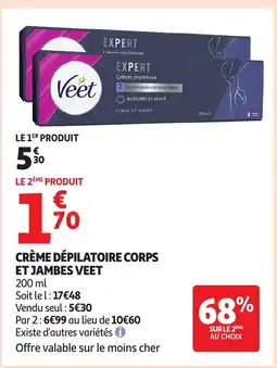 Auchan VEET Crème dépilatoire corps et jambes offre