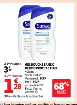Auchan Gel douche sanex dermo proctecteur offre