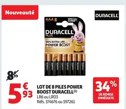 Auchan DURACELL Lot de 8 piles offre