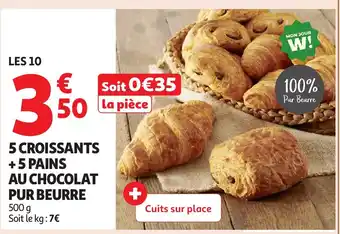 Auchan 5 croissants +5 pains au chocolat pur beurre offre