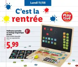 Lidl Ordinateur portable ou horloge magnétique en bois offre