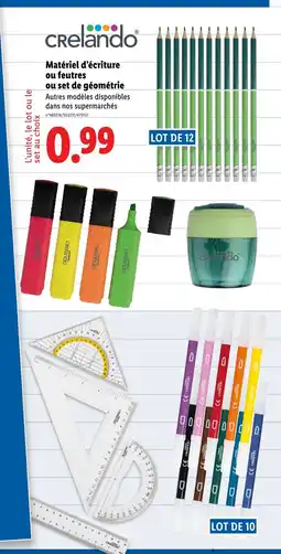 Lidl Matériel d'écriture ou feutres ou set de géométrie offre