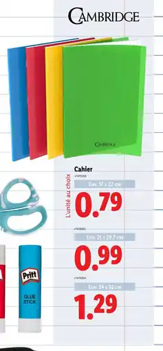 Lidl CAMBRIDGE Cahier offre