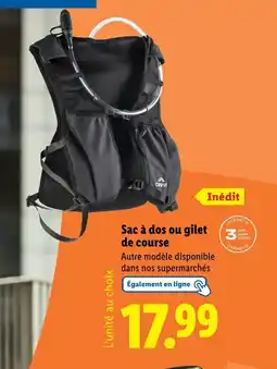 Lidl Sac à dos ou gilet de course offre