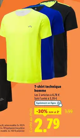 Lidl T-shirt technique homme offre