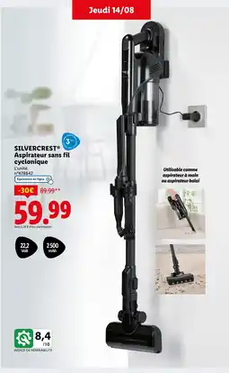 Lidl SILVERCREST Aspirateur sans fil cyclonique offre