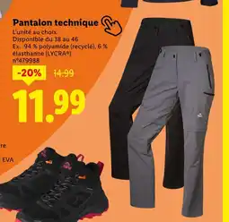 Lidl Pantalon technique offre