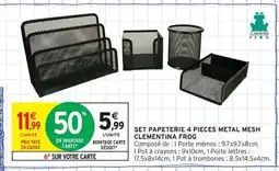 Intermarché Contact Set papeterie 4 pieces metal mesh clementina frog offre