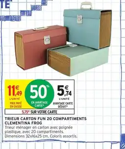 Intermarché Contact Trieur carton fun 20 compartiments clementina frog offre