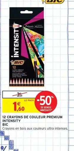 Intermarché Contact BIC 12 Crayons de couleur premium intensity offre