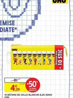 Intermarché Contact UHU 10 Bâtons de colle blanche offre