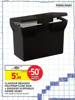 Intermarché Contact PIERRE HENRY Classeur ménager polypropylène noir + dossiers suspendus offre