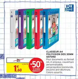 Intermarché Contact OXFORD Classeur a4 polyvision dos 30mm offre