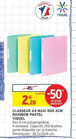 Intermarché Contact VIQUEL Classeur a4 maxi dos rainbow pastel offre