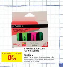 Intermarché Contact DOMÉDIA 4 Mini-surligneurs fluorescents offre
