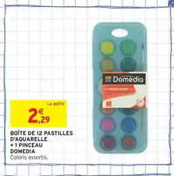 Intermarché Contact DOMEDIA Boîte de 12 pastilles d'aquarelle +1 pinceau offre