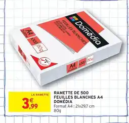 Intermarché Contact DOMÉDIA Ramette de 500 feuilles blanches a4 offre