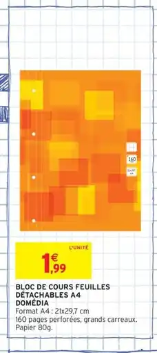 Intermarché Contact DOMÉDIA Bloc de cours feuilles détachables a4 offre
