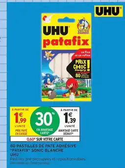 Intermarché Contact UHU 80 Pastilles de pate adhésive patafix sonic blanche offre