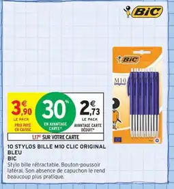Intermarché Contact BIC 10 Stylos bille m10 clic original bleu offre