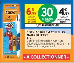 Intermarché Contact BIC 3 Stylos bille 4 couleurs mario coffret offre