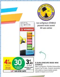 Intermarché Contact STABILO 5 Surligneurs boss mini offre