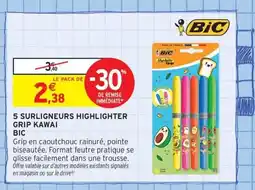 Intermarché Contact BIC 5 Surligneurs highlighter grip kawai offre