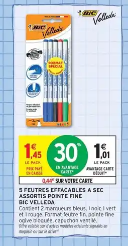 Intermarché Contact BIC VELLEDA Feutres effacables a sec assortis pointe fine offre
