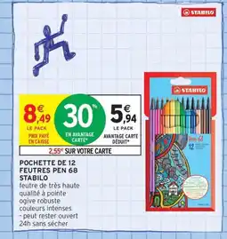 Intermarché Contact STABILO Pochette de 12 feutres pen 68 offre