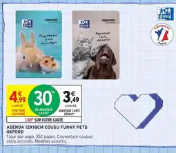 Intermarché Contact OXFORD Agenda cousu funny pets offre