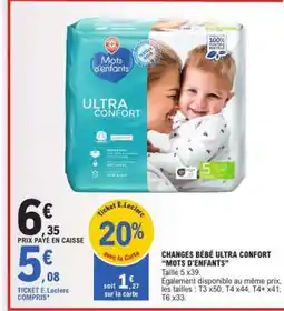 E.Leclerc Changes Bébé Ultra Confort 'Mots d'Enfants' offre
