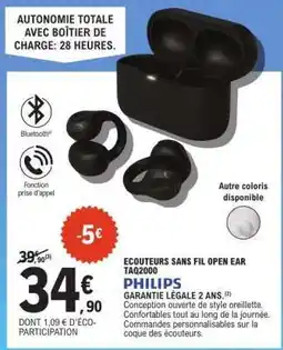 E.Leclerc PHILIPS ÉCOUTEURS SANS FIL OPEN EAR TAQ2000 offre